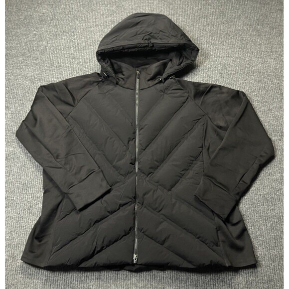 Athleta Inlet Jacket Women's Size 3X Black Down Full Zip Removeable Hood NWOT